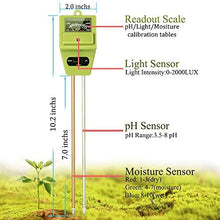 Load image into Gallery viewer, Womtri Soil Test Kit 3-in-1 Soil Tester with Moisture,Light and PH Meter, Indoor/Outdoor Plants Care Soil Sensor for Home and Garden, Farm, Herbs &amp; Gardening Tools(No Battery Needed)
