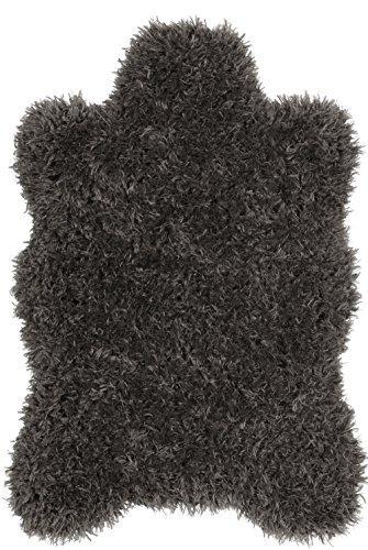 Ottomanson Flokati Collection Faux Sheepskin Lambskin Design Shag Rug, 2'X3', Dark Grey