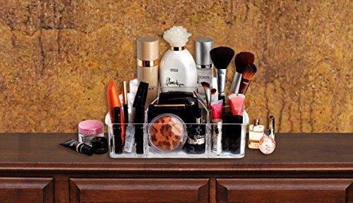 Clear Cosmetic Storage Organizer - Easily Organize Your Cosmetics, Jewelry and Hair Accessories. Looks Elegant Sitting on Your Vanity, Bathroom Counter or Dresser. Clear Design for Easy Visibility.