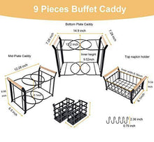 Load image into Gallery viewer, TQVAI 2 Tier Buffet Caddy with Mug Holder for Plates, Utensils, Napkins - Ideal for Kitchen, Dining, Entertaining, Parties, Picnics
