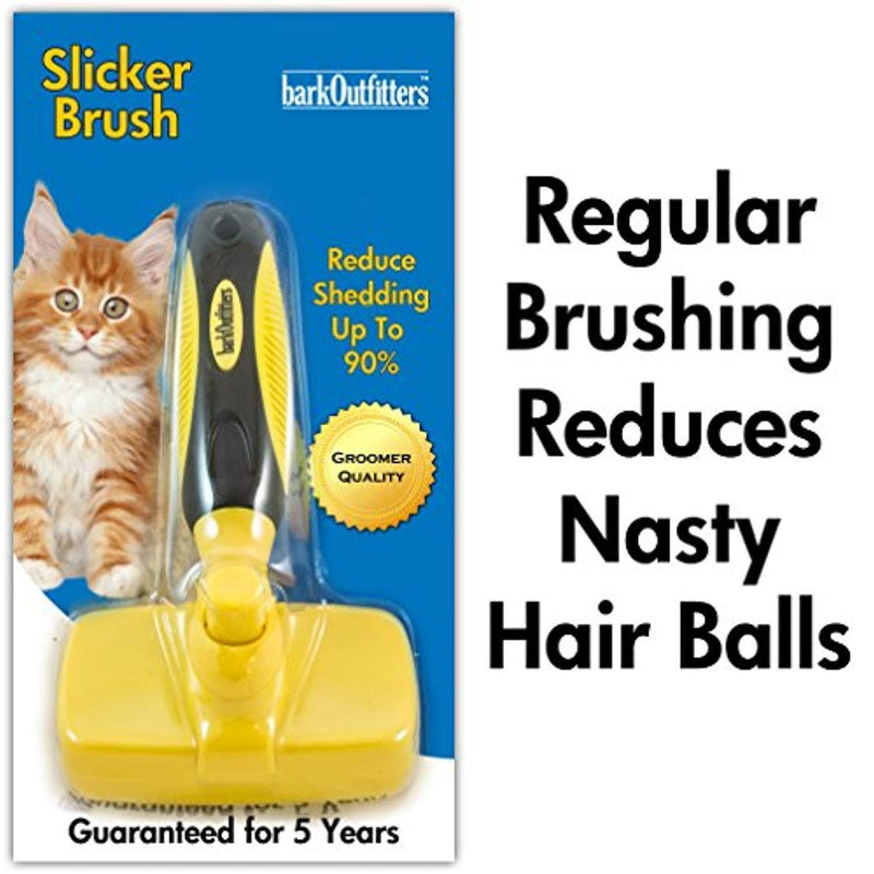 Cat Slicker Brush - Quick Self-Cleaning Pro Quality Grooming Comb - 5 Year 100% Guarantee - Ergonomic Soft Grip Handle - Gently Removes Loose Undercoat - Eliminates Mats & Tangles Shedding & Hairballs