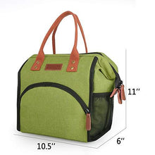 Load image into Gallery viewer, Lunch Bag, KOMUEE Insulated Lunch Box Wide-Open Lunch Tote Bag Large Drinks Holder Durable Nylon Thermal Snacks Organizer for Women Men Adults College Work Picnic Hiking Beach Fishing (green)
