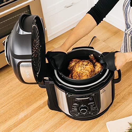 Ninja Foodi 7-in-1 Programmable Pressure Fryer, Slow Multi Cooker with TenderCrisp Technology, 5 Pot, 3-qt. Air Fry Basket (OP101), 5-Quart, Black/Gray