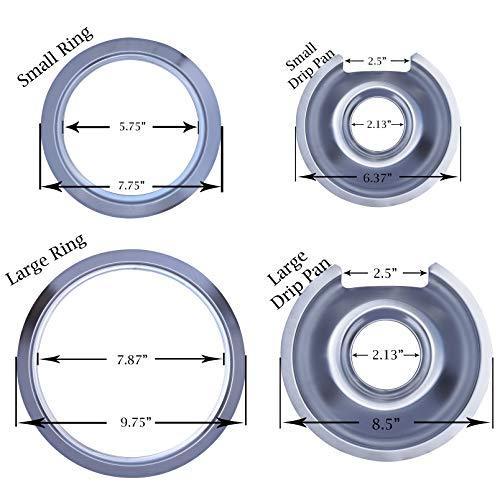 Range Kleen Style D Heavy Duty Chrome 4-Pack Drip Pans with Trim Rings AND 8 Foil Burner Liners…