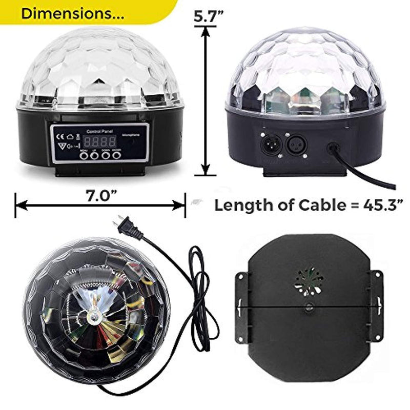 LED Disco Ball by NuLights - RGB LED Party Lights - 100% RISK FREE! Best for Kids Parties, DJ & Mood Lighting. Party Light for Indoors/Outdoors - DMX, Sound Activated, Digital Display, 5 Color