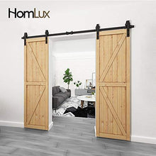 Load image into Gallery viewer, Homlux 6ft Heavy Duty Sturdy Sliding Barn Door Hardware Kit Single Door - Smoothly and Quietly - Simple and Easy to Install - Fit 1 3/8-1 3/4&quot; Thickness Door Panel(Black)(J Shape Hangers)
