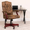 Flash Furniture Bomber Brown Classic Executive Swivel Office Chair with Arms