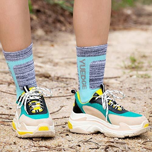 YUEDGE Women's Cushion Cotton Crew Socks Multi Performance Athletic Hiking Socks(2 Pairs/Pack)