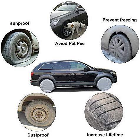 Tire Covers Set of 4, 5 Layer Tire Wheel Protectors, Waterproof UV Protection Wheel Tire Covers, Fit 29" to 33" Truck Camper Van Auto Car Tires Diameter