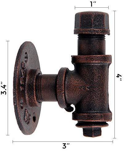 GoYonder Industrial Towel Hook Rack Iron Pipe Hanger (Mounting Hardware Included) (Bronze Finish - 3 Pack)