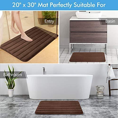 Office Marshal Bathroom Rugs Bath Mats for Bathroom Luxury Soft Anti-Slip Memory Foam 3 PCS Mats Set(U-Shaped 20"x24" Toilet Mat+30"x20" Shower Mat+17"x47" Bath Mat) Absorbent Bath Rugs Machine Washable