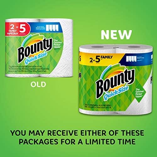 Bounty Quick-Size Paper Towels, White, 8 Family Rolls = 20 Regular Rolls