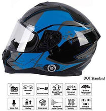 Load image into Gallery viewer, Bluetooth Motorcycle Helmet, FreedConn Full Face Built-in Bluetooth Intercom Waterproof Motorbike Helmet BM22 Bluetooth Evolution Modular Helmets with Dual Visors, 6 Riders Pairing, FM Radio (L, Blue)
