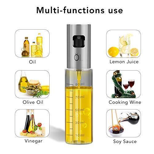 INVOKER Olive Oil Sprayer for Cooking Bottle 200ml, Refillable Oil and Vinegar Dispenser Bottle with Basting Brush and oil Funnel for BBQ Making Salad Baking Roasting Grilling Frying