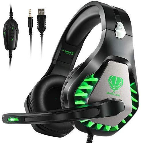 MODOHE Gaming Headset for PS4  Nintendo Switch Xbox One PC with LED Light  Noise Canceling Gaming Headphone with Soft Memory Earmuffs Gaming Headset with Mic