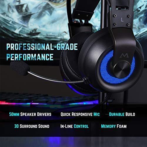 MODOHE EG3 Pro Gaming Headset with 3D Surround Sound, PS4 Xbox One Headset with Noise Cancelling Mic, Gaming Chat Headset, Over-Ear Gaming Headphones for PC, Xbox 1, PS4, Nintendo Switch