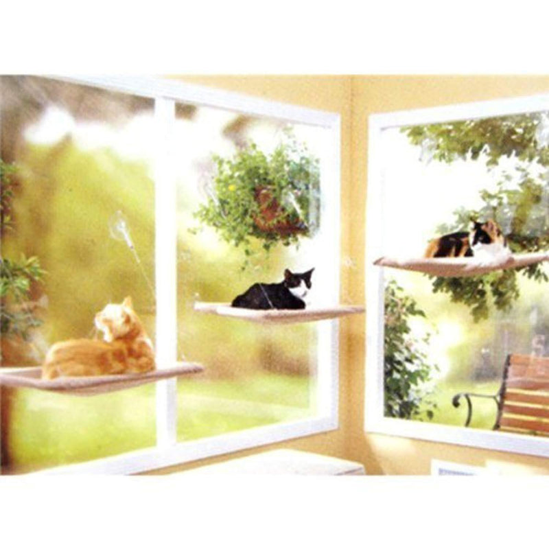 PETPAWJOY Cat Bed, Cat Window Perch Window Seat Suction Cups Space Saving Cat Hammock Pet Resting Seat Safety Cat Shelves - Providing All Around 360° Sunbath for Cats Weighted up to 30lb