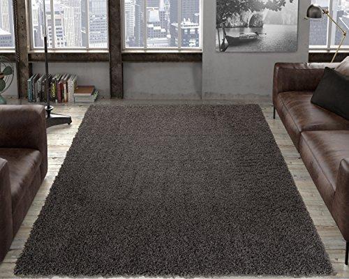 Ottomanson Cozy Color Solid Contemporary Living and Bedroom Soft Shag Area Rug, 5'3" L x 7'0" W, Gray