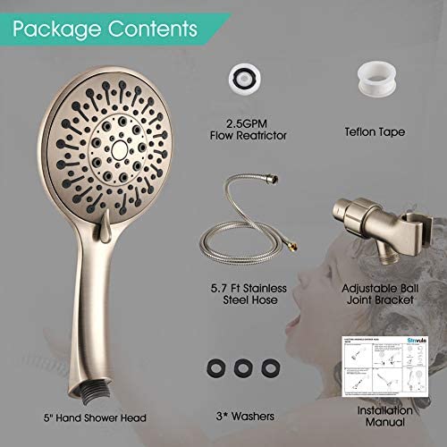 VOLUEX 6 Sprays Hand Held Shower Head with Hose, 5" Rainfall High Pressure Massage Shower Heads with Handheld Spray, Water Saving, Adjustable Bracket, 68"