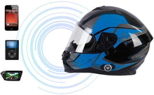 Load image into Gallery viewer, Bluetooth Motorcycle Helmet, FreedConn Full Face Built-in Bluetooth Intercom Waterproof Motorbike Helmet BM22 Bluetooth Evolution Modular Helmets with Dual Visors, 6 Riders Pairing, FM Radio (L, Blue)
