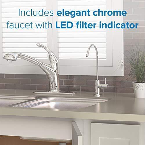 Brondell H2O+ Coral UC300 Three-Stage Undercounter Water Filtration System – Water Purifier with Designer Chrome Faucet – Quick Change Filter, WQA Gold Seal-Certified
