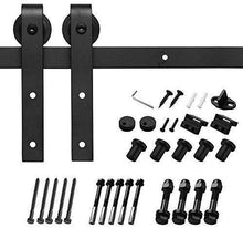 Load image into Gallery viewer, Homlux 6ft Heavy Duty Sturdy Sliding Barn Door Hardware Kit Single Door - Smoothly and Quietly - Simple and Easy to Install - Fit 1 3/8-1 3/4&quot; Thickness Door Panel(Black)(J Shape Hangers)

