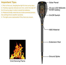 Load image into Gallery viewer, Permande Solar Flame Lights Outdoor, Flickering Torches Decorations for Patio Fire Effect Garden Lantern Auto On/Off Dust to Dawn Waterproof Lawn Decor Solar Powered Stick Light Security for Driveway
