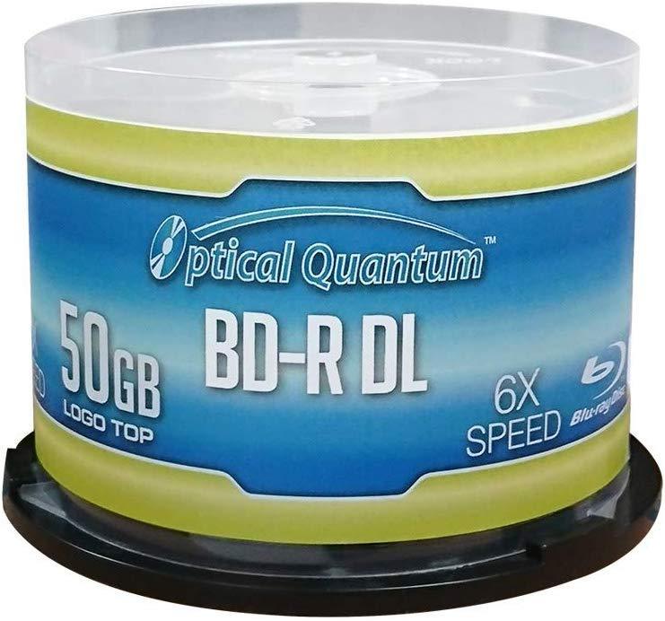 Optical Quantum OQBDRDL06LT-10 6X 50 GB BD-R DL Blu-Ray Double Layer Recordable Logo Top 10-Disc Spindle