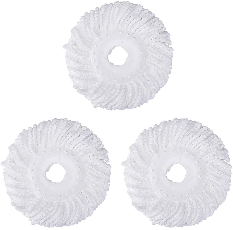 3 Replacement Mop Micro Head Refill Hurricane for 360° Spin Magic Mop-Microfiber Replacement Mop Head-Round Shape Standard Size (White-3 Pack) by FAMEBIRD