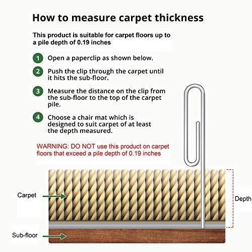 Office Marshal Chair Mat for Carpeted Floors | Desk Chair Mat for Carpet | Clear PVC Mat in Different Thicknesses and Sizes for Every Pile Type | Medium-Pile 40"x48"