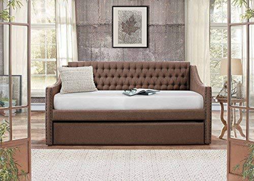 Homelegance Tulney Fabric Upholstered Daybed with Trundle, Twin, Gray