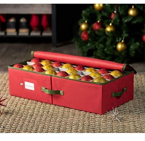 Underbed Christmas Ornament Storage Box Zippered Closure - Stores up to 64 of The 3-inch Standard Christmas Ornaments by ZOBER