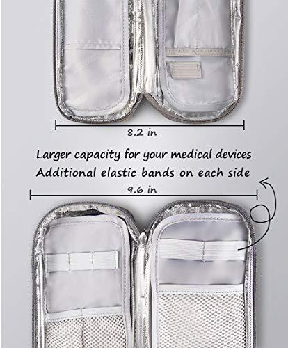 Hiverst Insulated Epipen Carrying Case Insulin Diabetic Travel Supplies with 2 Medical Alert Epipen Inside Key Tag & 2 Ice Pack Allergy Kids Cooler Medical Travel Organizer
