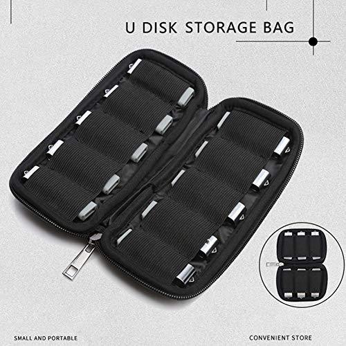 Uactor Storage Bag for USB Flash Drive|U Disk Holder| USB Drive Shuttle 10-Capacity (10-Capacity Bag, Black)