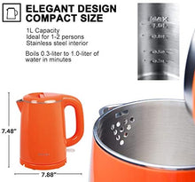 Load image into Gallery viewer, Secura Stainless Steel Double Wall Electric Kettle Water Heater for Tea Coffee w/Auto Shut-Off and Boil-Dry Protection, 1.0L (Black)
