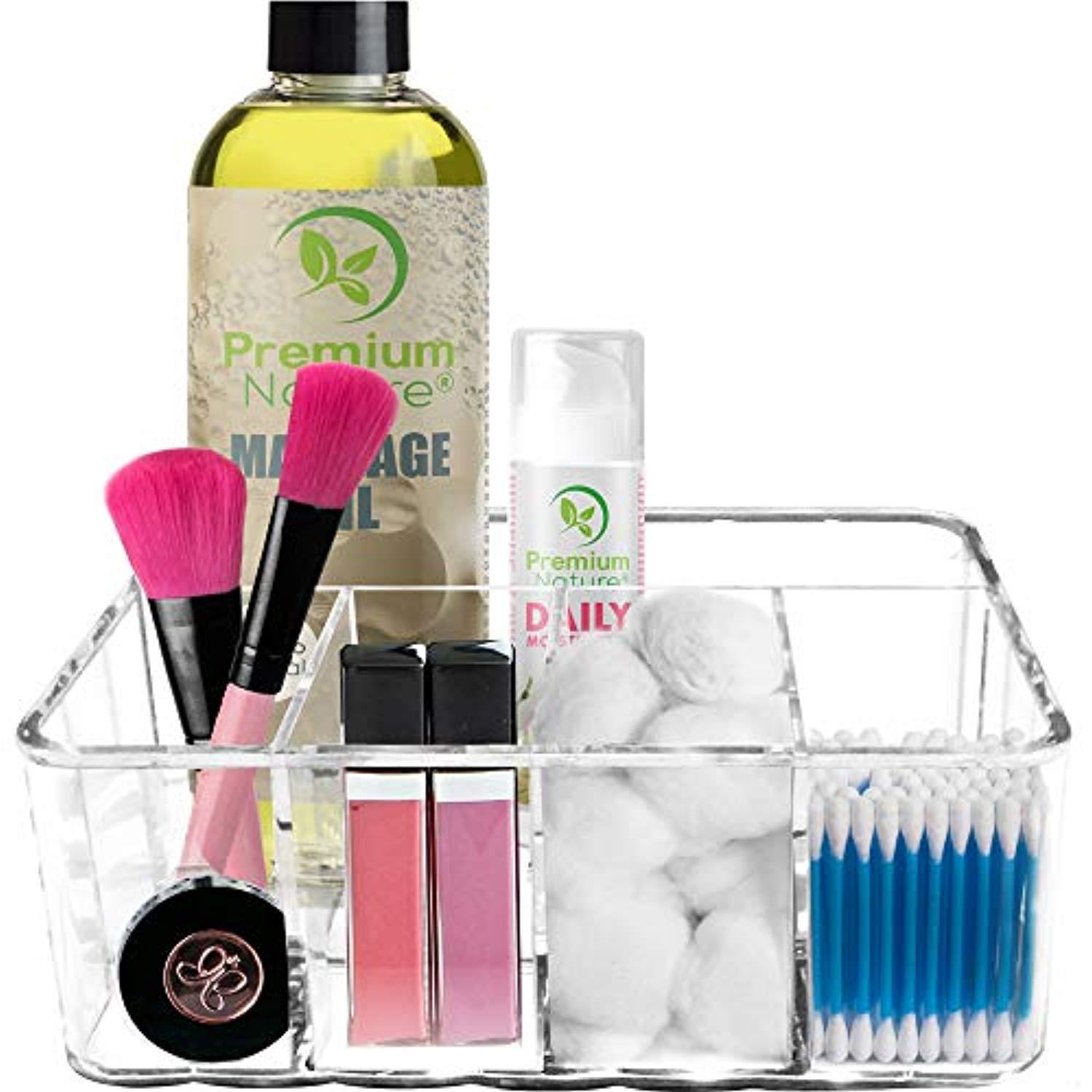 Clear Supplies Utensil Caddy Organizer - 5 compartment acrylic plastic storage container! Perfect holder for any Kitchen office or play room can fit markers pens pencils makeup and other accessories!