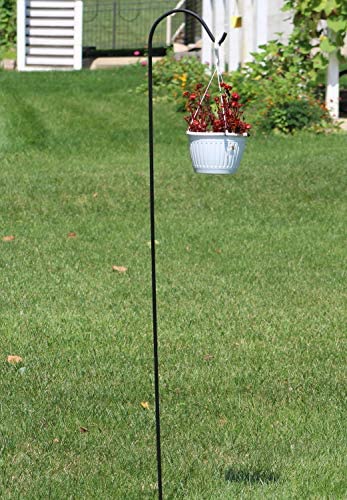 Black Shepherd Hook 92 Inch, 15MM Thick, Super Strong, Rust Resistant Steel Hook Ideal for Hanging Heavy Plant Baskets, by AshmanOnline