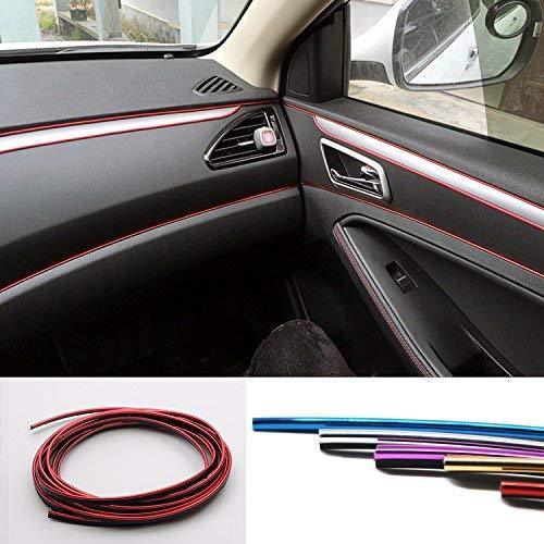 YIJINSHENG Car Interior DIY Automobile Motor Exterior Decoration Moulding Trim Strip line Sticker Insert Type Air Outlet Dashboard Decoration 3D Strip 8 Meters Car Styling Molding(Silver)