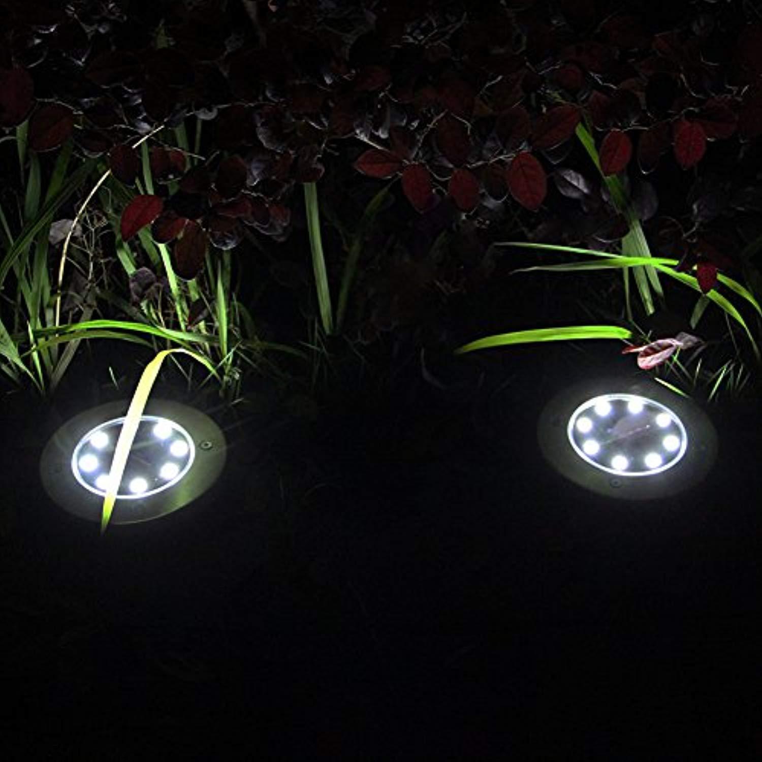 Maggift Solar Ground Lights, 8 LED Garden Pathway Outdoor In-Ground Lights, 4 Pack (White)