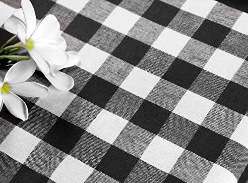 COTTON CRAFT Buffalo Check Cotton Table Cloth - 60" x 102" Size - Black and White Plaid for Wedding, Part, Home Dinning Wedding, Kitchen Picnic