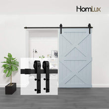 Load image into Gallery viewer, Homlux 6ft Heavy Duty Sturdy Sliding Barn Door Hardware Kit Single Door - Smoothly and Quietly - Simple and Easy to Install - Fit 1 3/8-1 3/4&quot; Thickness Door Panel(Black)(J Shape Hangers)
