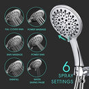 VOLUEX 6 Sprays Hand Held Shower Head with Hose, 5" Rainfall High Pressure Massage Shower Heads with Handheld Spray, Water Saving, Adjustable Bracket, 68"