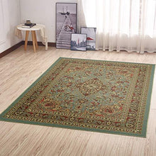 Load image into Gallery viewer, Ottomanson Ottohome Collection Persian Heriz Oriental Design with Non-Skid (Non-Slip) Rubber Backing Area Rug,5&#39;0&quot;X6&#39;6&quot;., Sage Green/Aqua Blue
