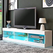 Load image into Gallery viewer, KingSo TV Stand for 55 Inch TV, TV Stands with Led Lights Entertainment Center, High Gloss TV Table TV Cabinet Modern TV Console Living Room Furniture - Wood Brown
