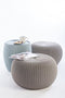 Keter Urban Knit Pouf Ottoman Set of 2 with Storage Table for Patio and Room Décor - Perfect for Balcony, Deck, and Outdoor Seating, Dune/Misty Blue