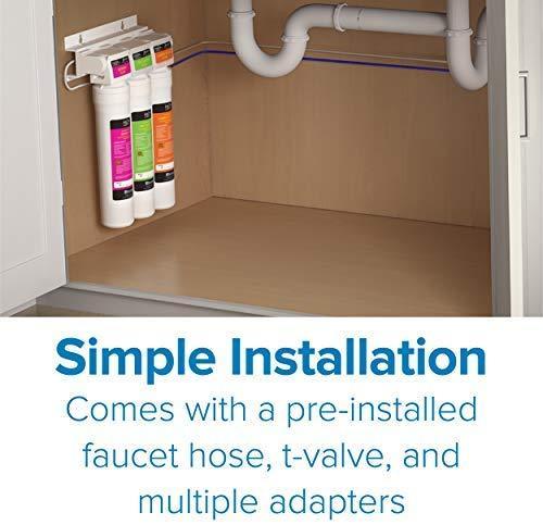 Brondell H2O+ Coral UC300 Three-Stage Undercounter Water Filtration System – Water Purifier with Designer Chrome Faucet – Quick Change Filter, WQA Gold Seal-Certified