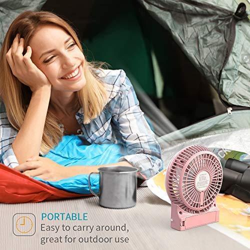 OPOLAR Mini Portable Battery Operated Travel Fan with 3-13 Battery Life, Rechargeable & USB powered Handheld Fan for Desk Beach Camping, 3 Speeds, Strong Airflow, Internal Blue Light& Side Flash Light