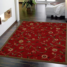 Load image into Gallery viewer, Ottomanson Ottohome Collection Floral Garden Design Modern Area Rug with Non-Skid (Non-Slip) Rubber Backing, Dark Red, 39&quot; L x 60&quot; W
