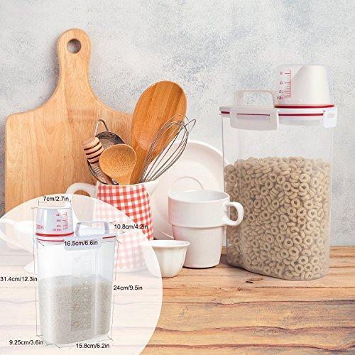 Mini Dry Food Storage Container - Rice Container with Pour Spout + Cup - Handy Dry Food Keeper for Sugar Beans Grain Candy 1.5L Blue