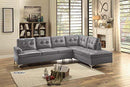 Homelegance Barrington 109" x 108" PU Leather Chaise Sofa, Gray